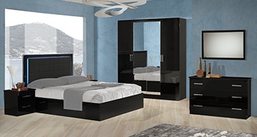 Ben Company Ambra Black Finish Italian Bed Group Set