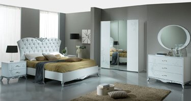 Ben Company Daniela White and Silver Italian Bedroom