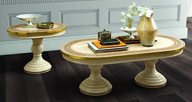Camel Group Aida Ivory and Gold Italian Living Room