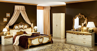 Camel Group Barocco Ivory with Gold Finish Italian Bedroom