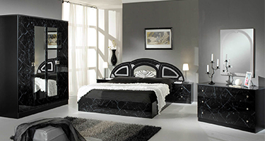 Dima Mobili Safa Marble Black and Silver Bedroom