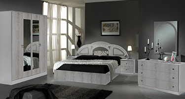 Dima Mobili Safa White and Silver Bedroom