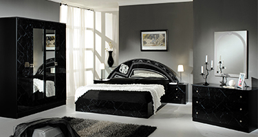 Dima Mobili Salma Marble Black and Silver Bedroom