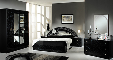 Dima Mobili Salwa Marble Black and Silver Bedroom