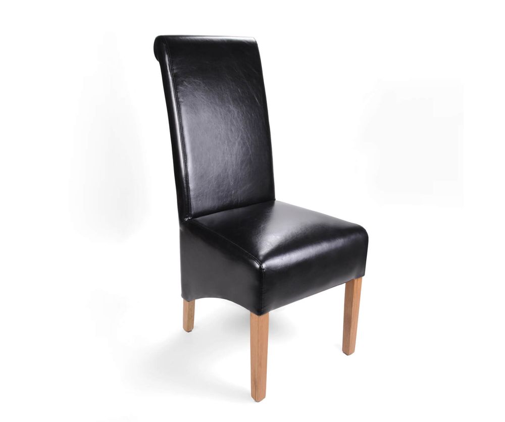 Shankar Krista Bonded Leather Black Roll Back Dining Chair in Pair