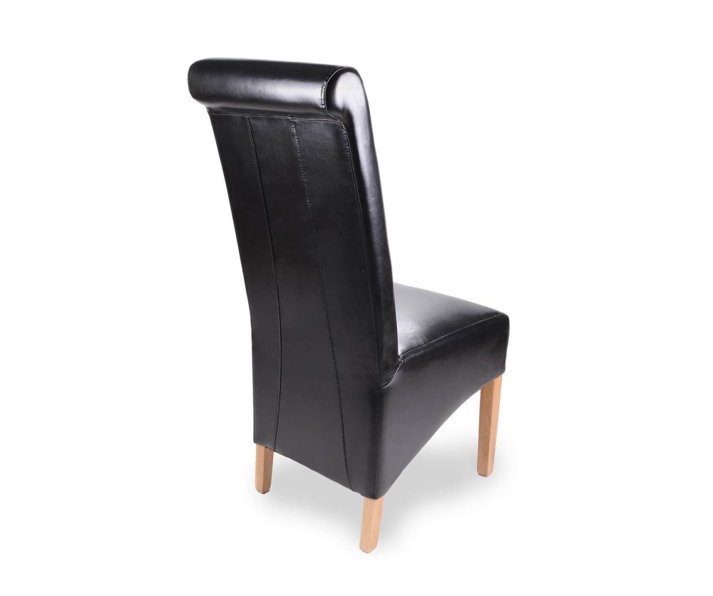 Shankar Krista Bonded Leather Black Roll Back Dining Chair in Pair
