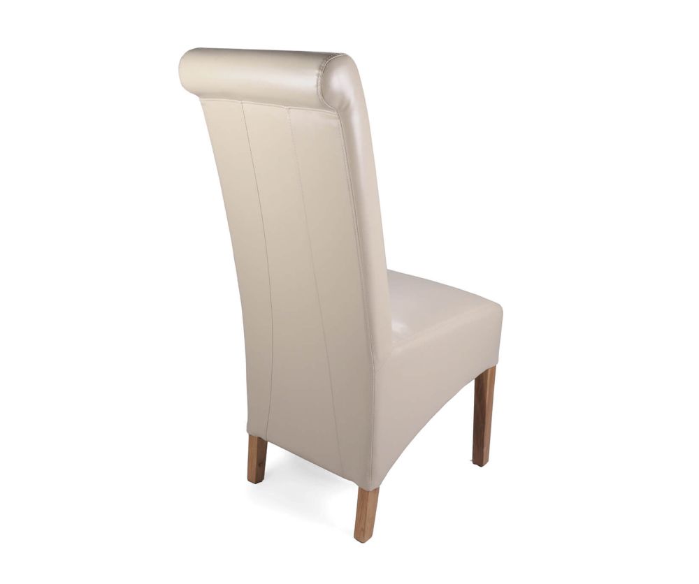 Shankar Krista Bonded Leather Ivory Roll Back Dining Chair in Pair