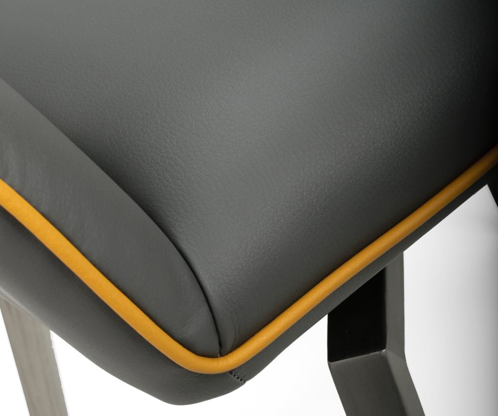 Shankar Mako Graphite Grey Swivel Self Returning Leather Match Dining Chair in Pair