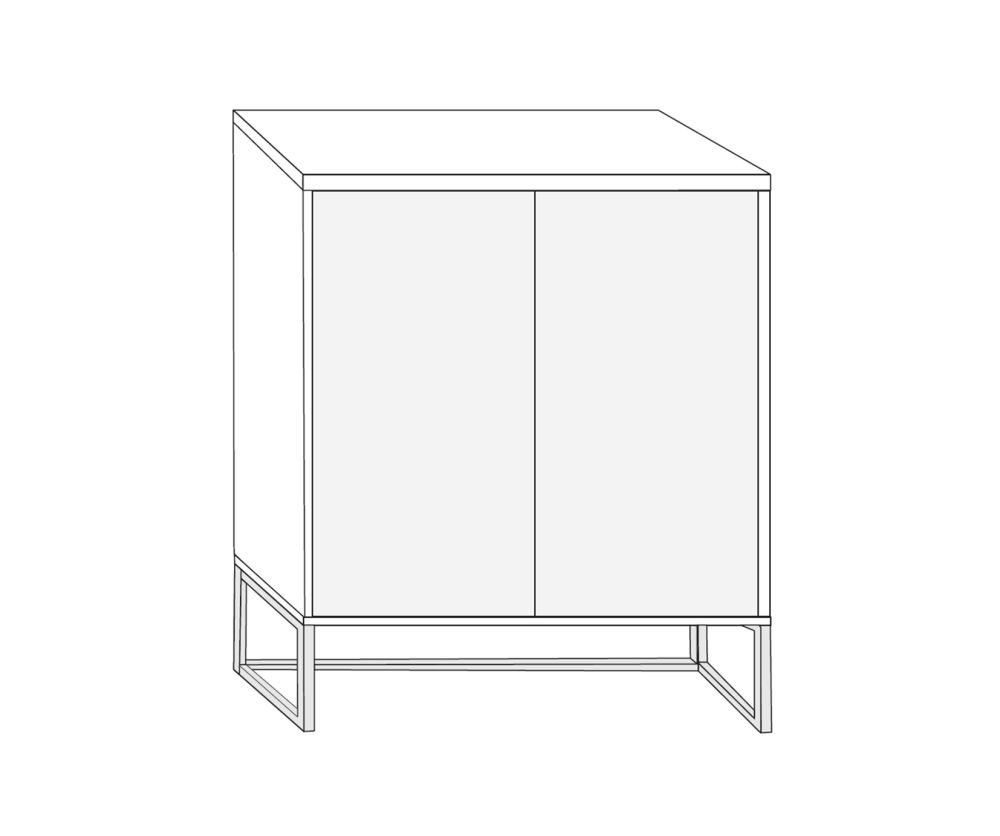 Wiemann Kansas 2 Door Dresser with White Glass Front and Chrome Angled Feet - H 89cm