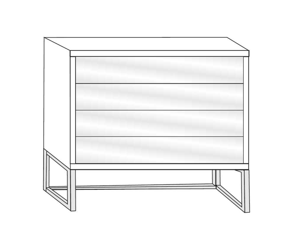 Wiemann Kansas 4 Drawer Chest with White Glass Front and Chrome Angled Feet - W 40cm