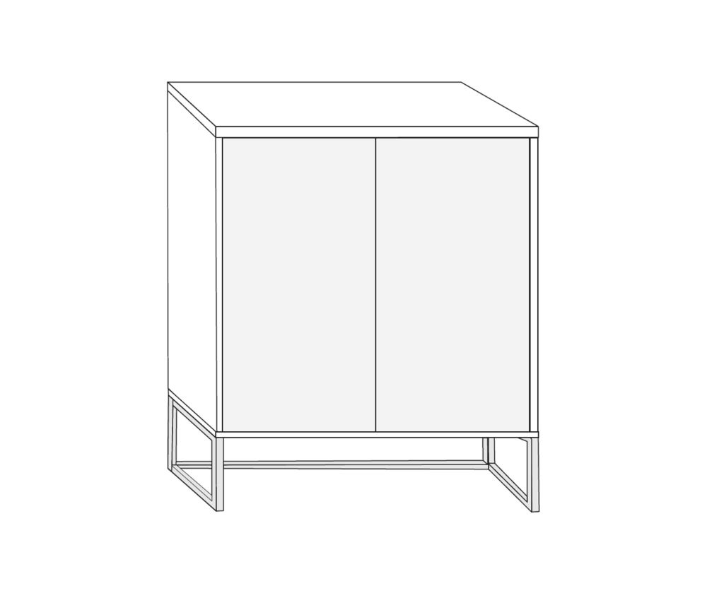 Wiemann Kansas 2 Door Dresser with White Glass Front and Chrome Angled Feet - H 105cm