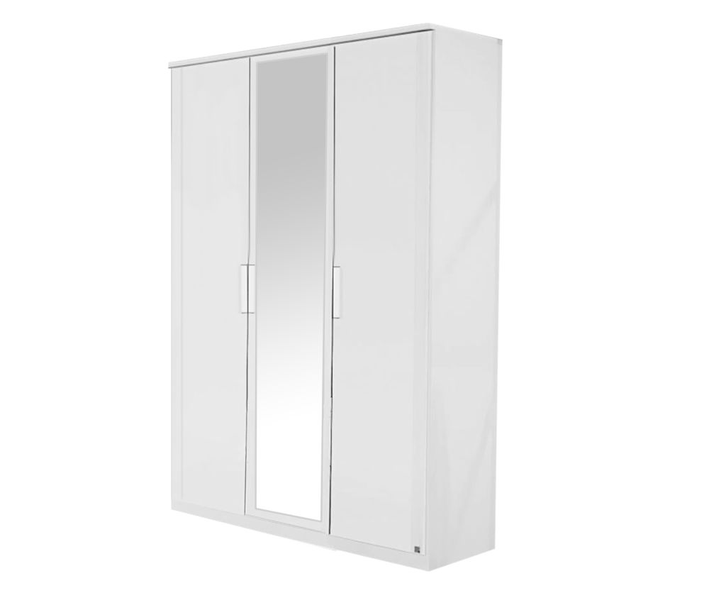 Rauch Rivera Alpine White 3 Door 1 Mirror Wardrobe with Cornice (W136cm)