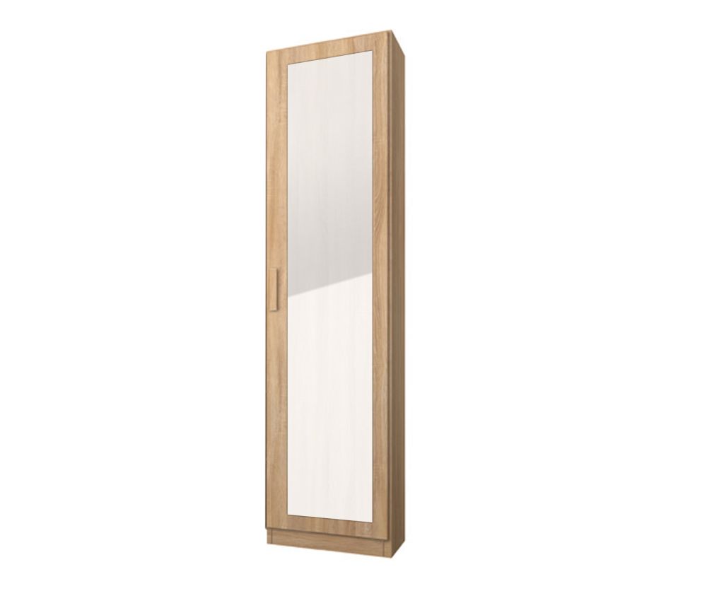 Rauch Rivera Sonoma Oak 1 Mirror Door Wardrobe with Cornice (W47cm)