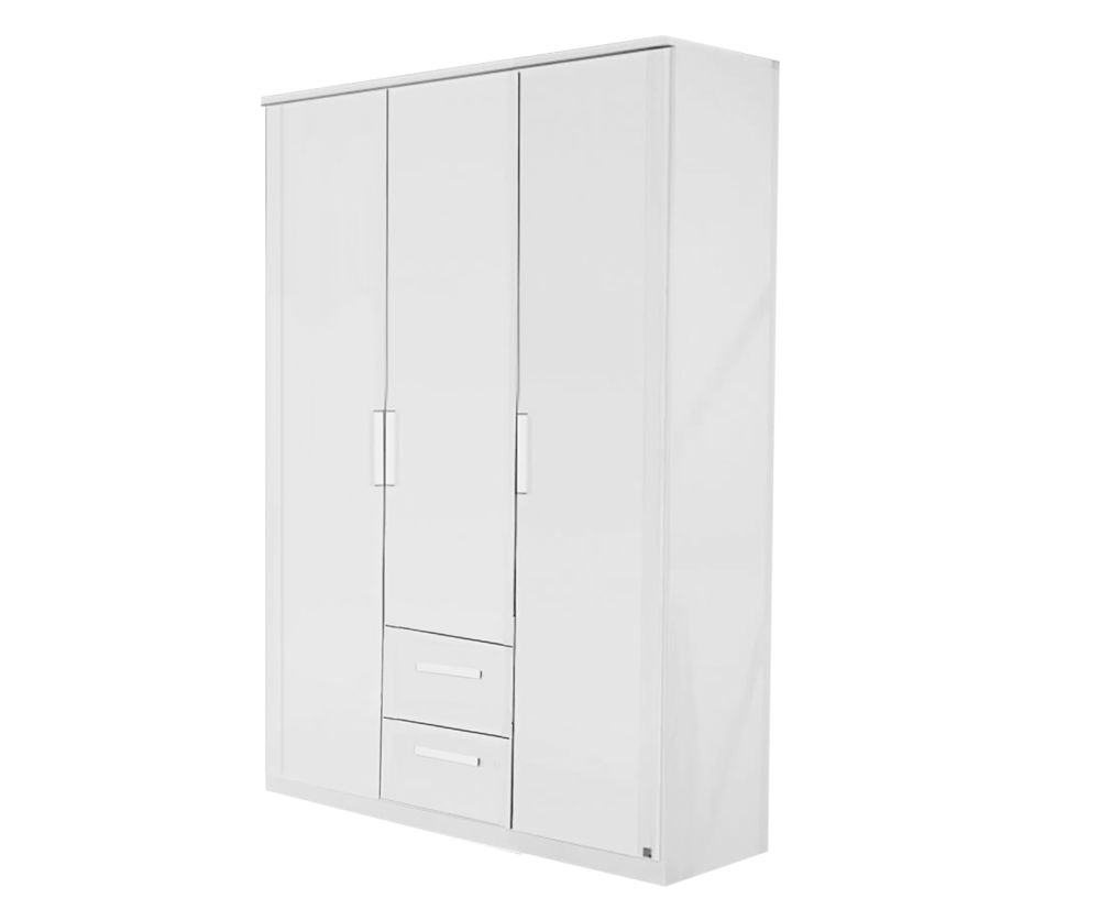 Rauch Rivera Alpine White 3 Door 2 Drawer Combi Wardrobe with Cornice (W136cm)