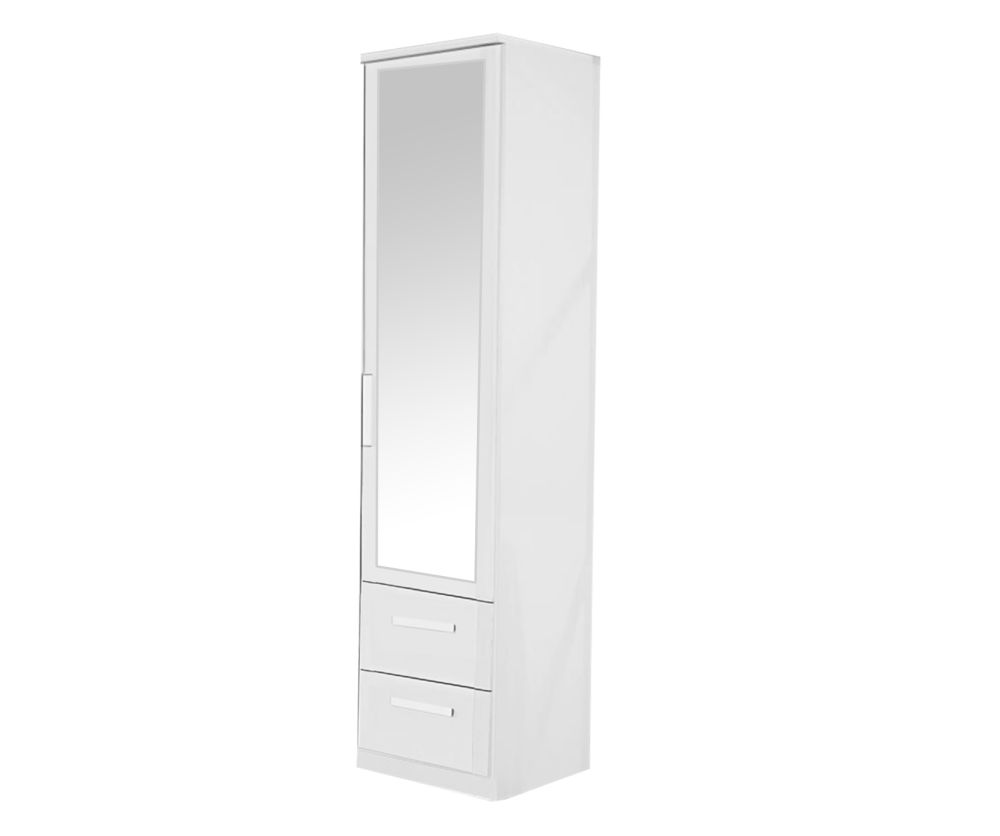Rauch Rivera Alpine White 1 Mirror Door Wardrobe with Cornice (W47cm)