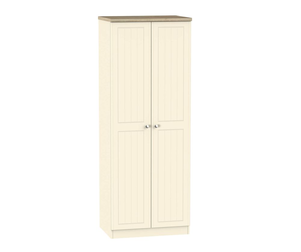 Welcome Furniture Vienna Cream Ash Tall 2ft6in Double Hanging Wardrobe