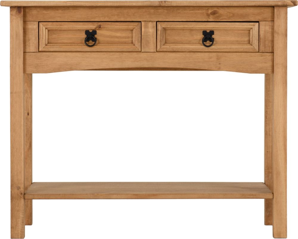 Seconique Corona Pine Console Table with 2 Drawer