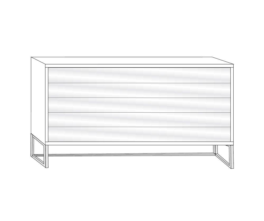 Wiemann Kansas 5 Drawer Chest with White Glass Front and Chrome Angled Feet - W 80cm