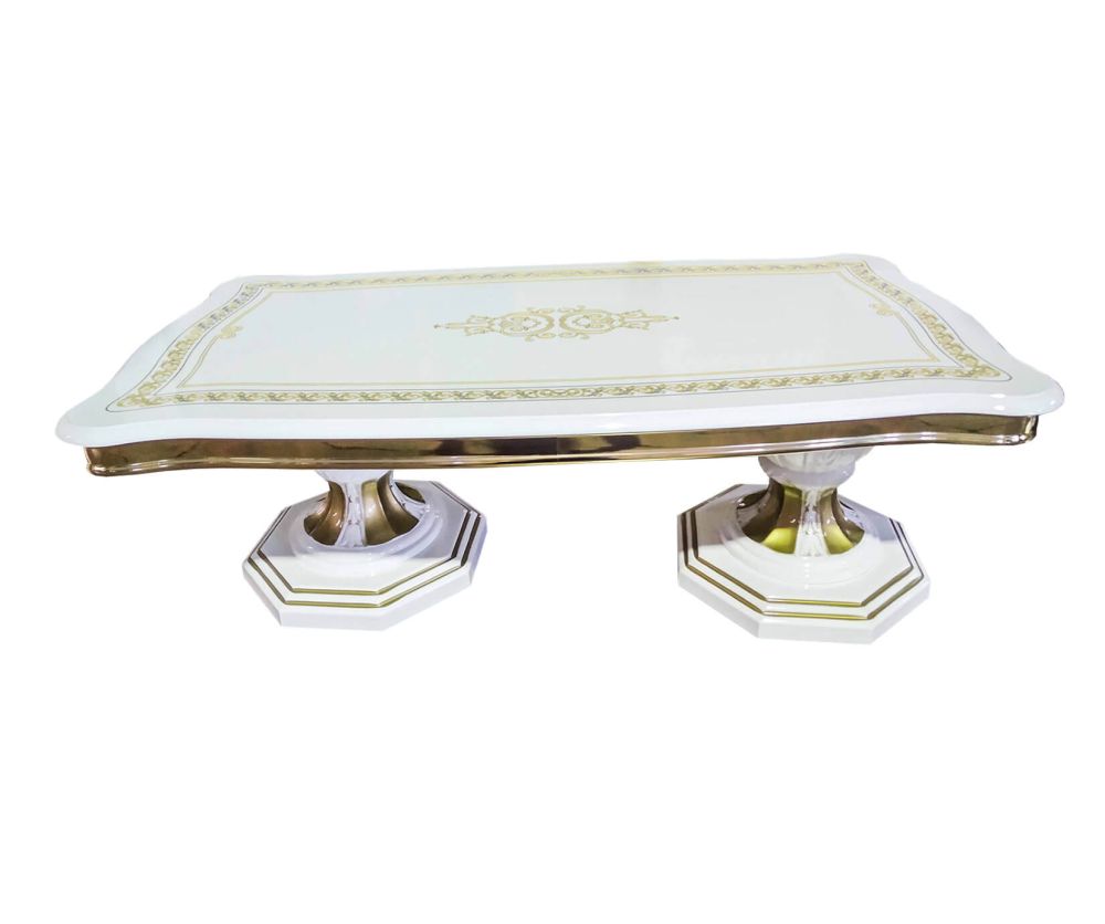 Ben Company Betty White and Gold Finish Italian Coffee Table