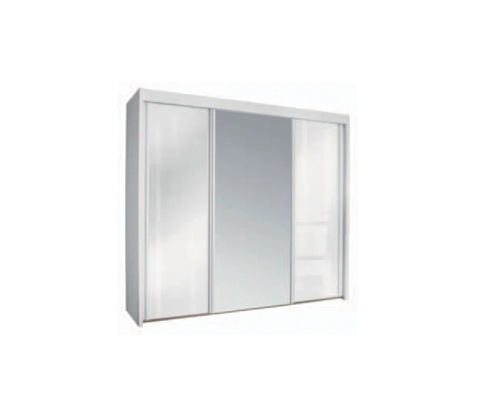 Rauch Imperial Alpine White 3 Door Sliding Wardrobe with 1 Mirror (W250cm)