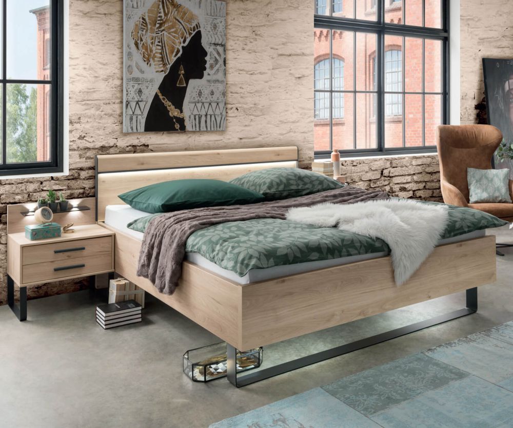 Wiemann Brussels Bed with Slate Metal Angled Feet - 180cm x 200cm