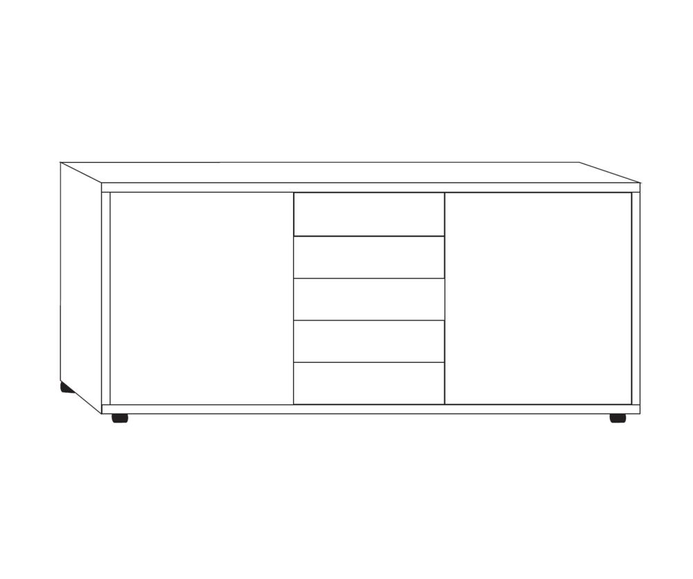 Wiemann Brussels 2 Door 5 Drawer Combination Dresser - H 86cm