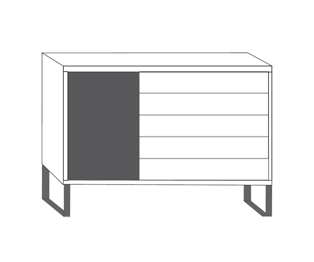 Wiemann Brussels 1 Door 5 Drawer Combination Dresser with Highlight Color Drawers - H 89cm