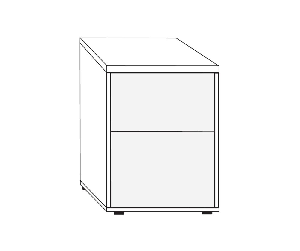 Wiemann Kansas 2 Drawer Bedside Cabinet with White Glass Drawer - H 43cm
