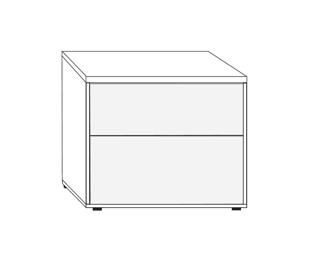Wiemann Kansas Large 2 Drawer Bedside Cabinet with White Glass Drawer - H 43cm