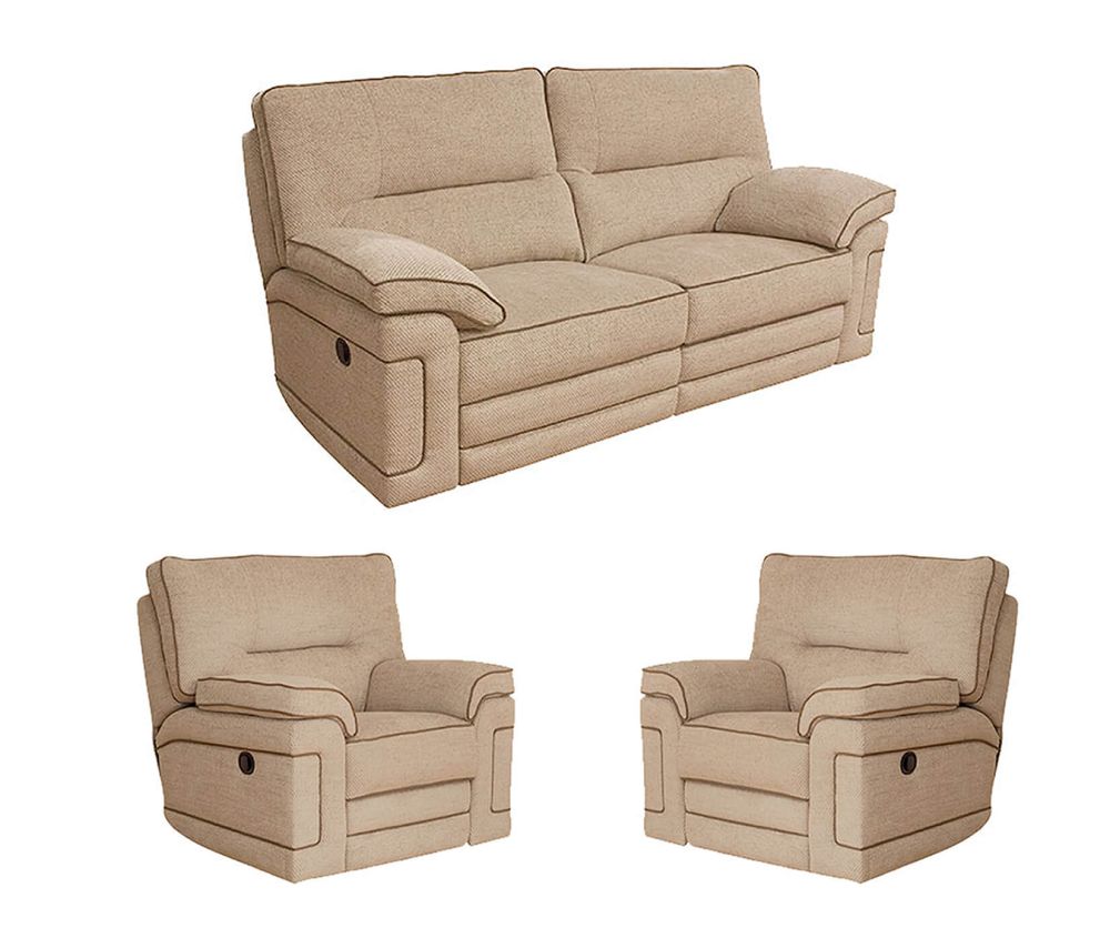 Buoyant Upholstery Plaza Fabric Recliner 3+1+1 Sofa Set