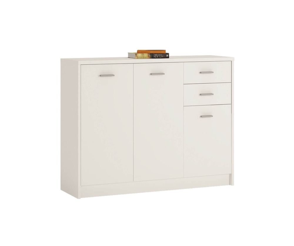 FTG 4 You Pearl White 3 Door 2 Drawer Wide Cupboard