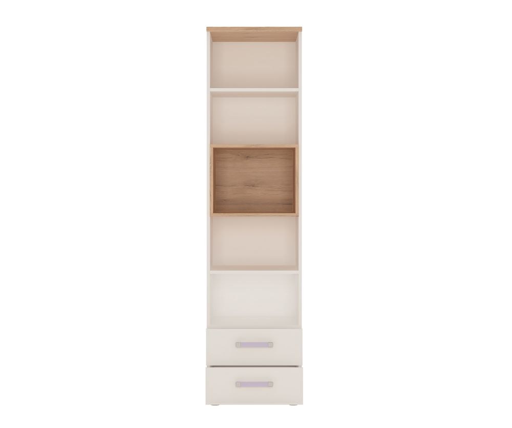 FTG 4Kids Tall 2 Drawer Bookcase with Lilac Handles