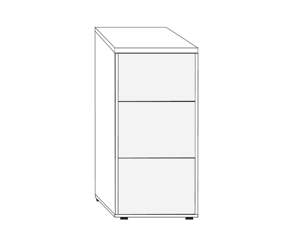 Wiemann Kansas 3 Drawer Bedside Cabinet with White Glass Drawer - H 63cm