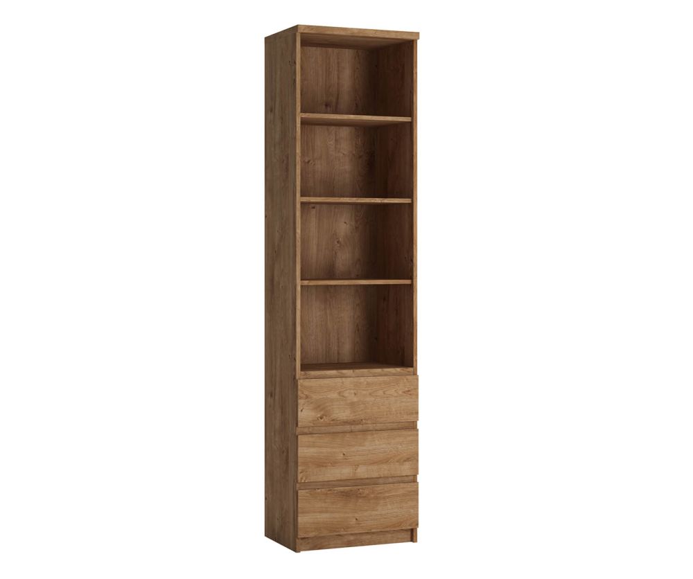 FTG Fribo Oak Tall Narrow 3 Drawer Bookcase