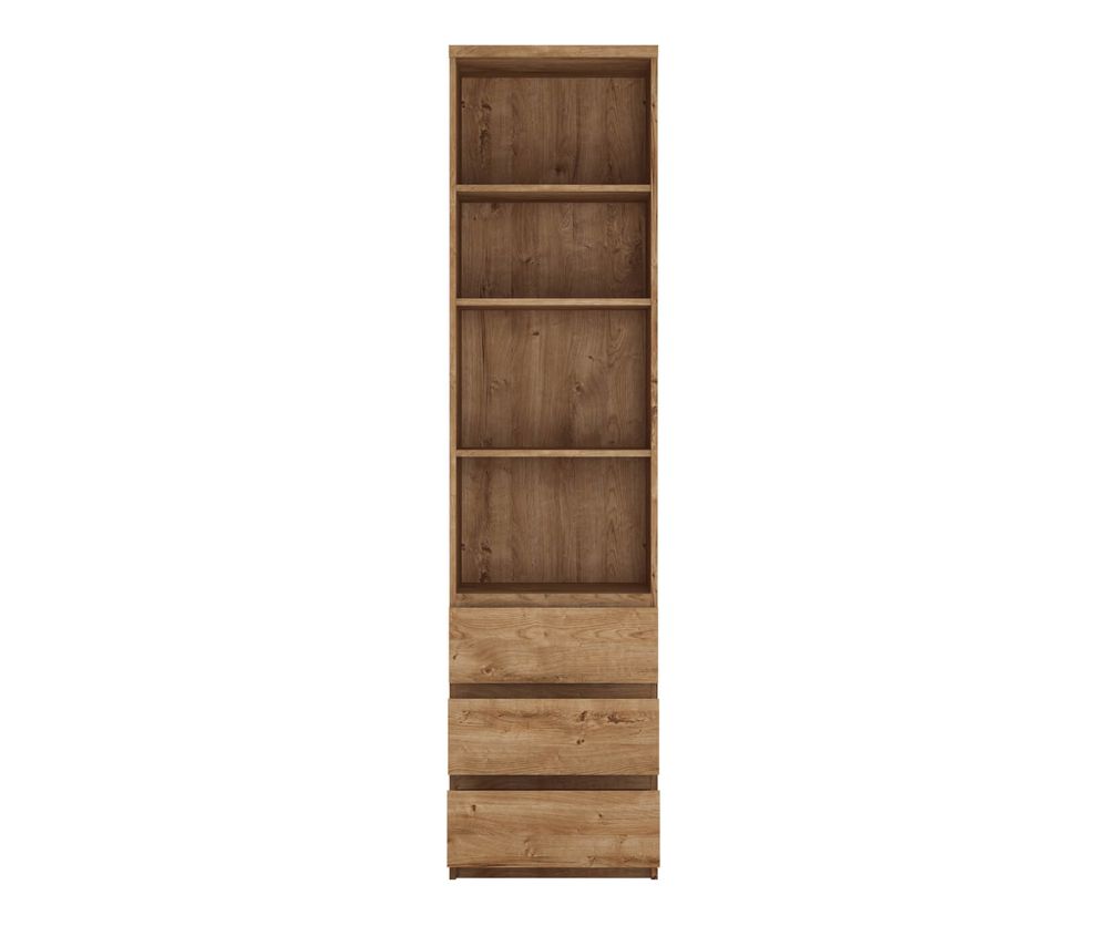 FTG Fribo Oak Tall Narrow 3 Drawer Bookcase