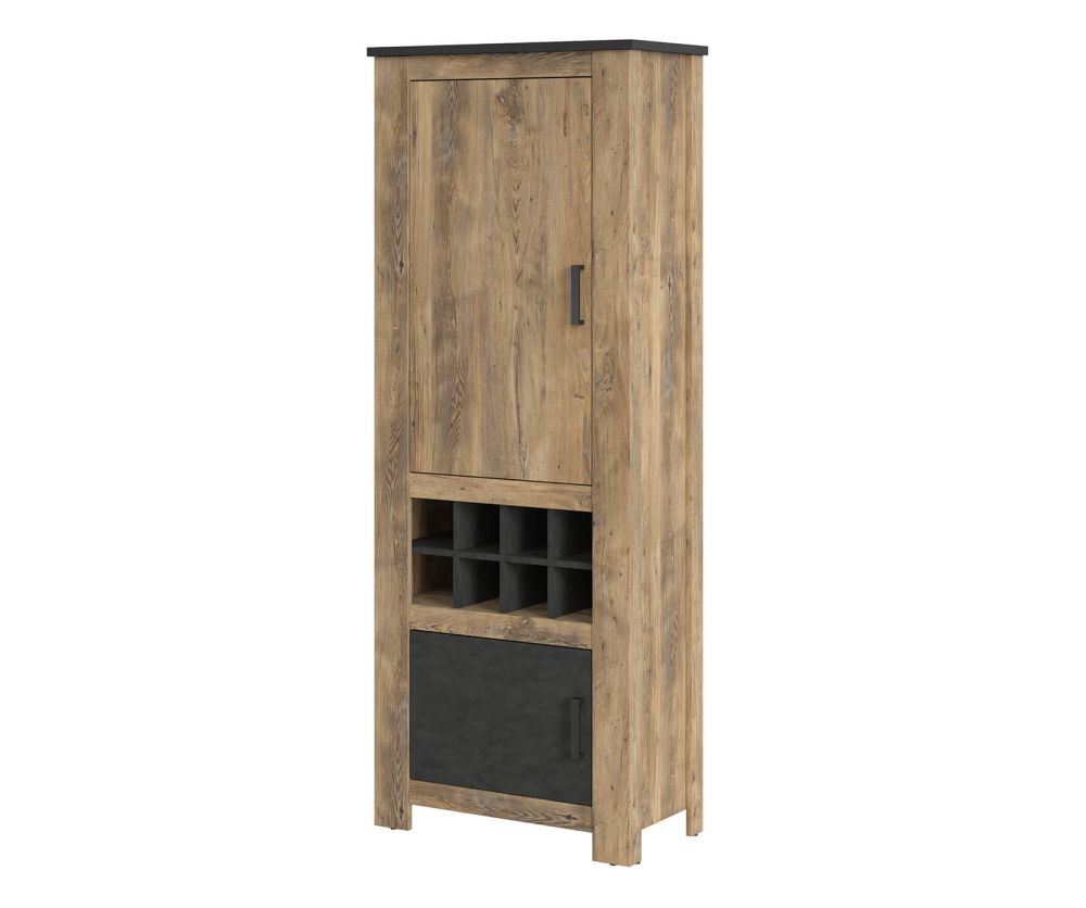 FTG Rapallo Chestnut and Matera Grey 2 Door Cabinet with Small Open Rooms