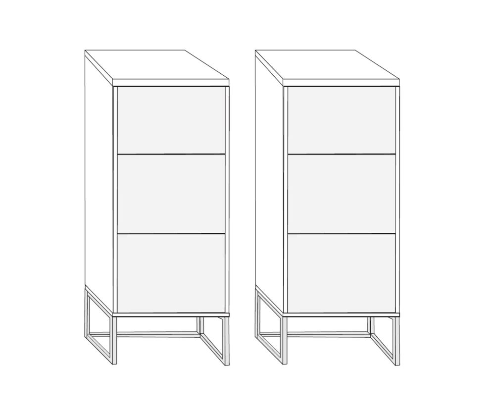 Wiemann Kansas 3 Drawer Bedside Cabinet with Chrome Angled Feet - H 81cm