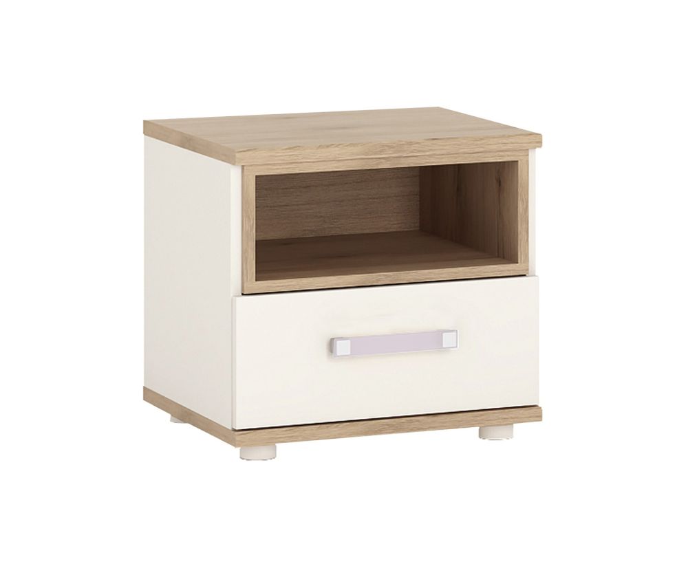 FTG 4Kids 1 Drawer Bedside Cabinet with Lilac Handles