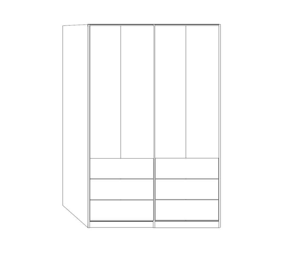 Wiemann Kansas 4 Door 6 Drawer Wardrobe with White Glass Front - W 150cm
