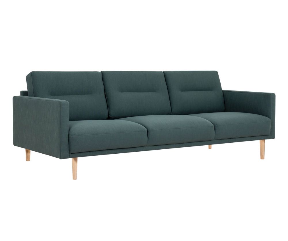 FTG Larvik Dark Green 3 Seater Sofa with Oak Legs