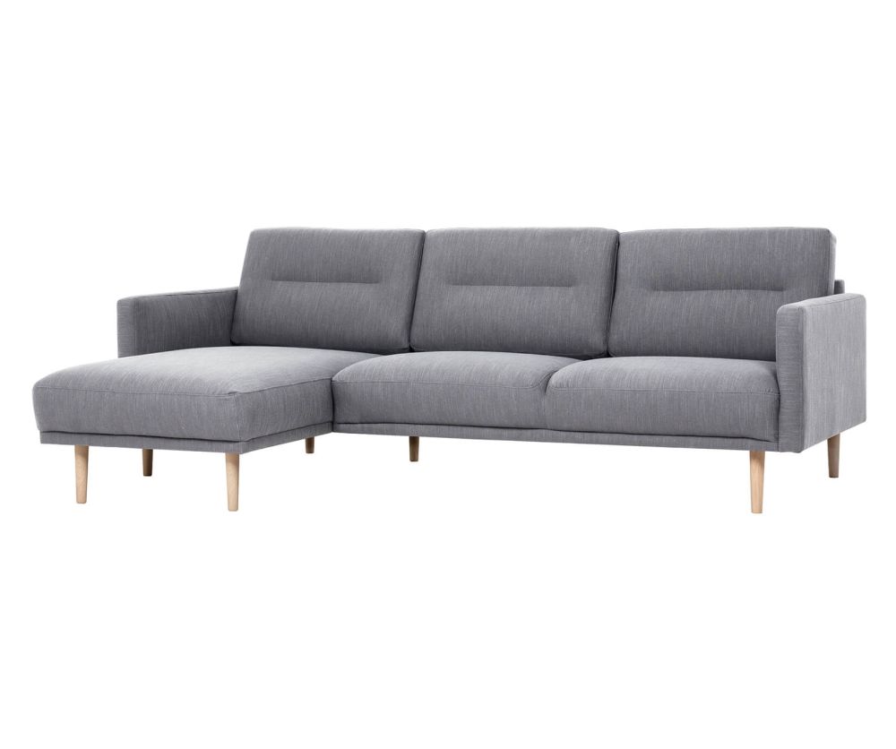 FTG Larvik Grey Chaiselongue Sofa (LH) with Oak Legs