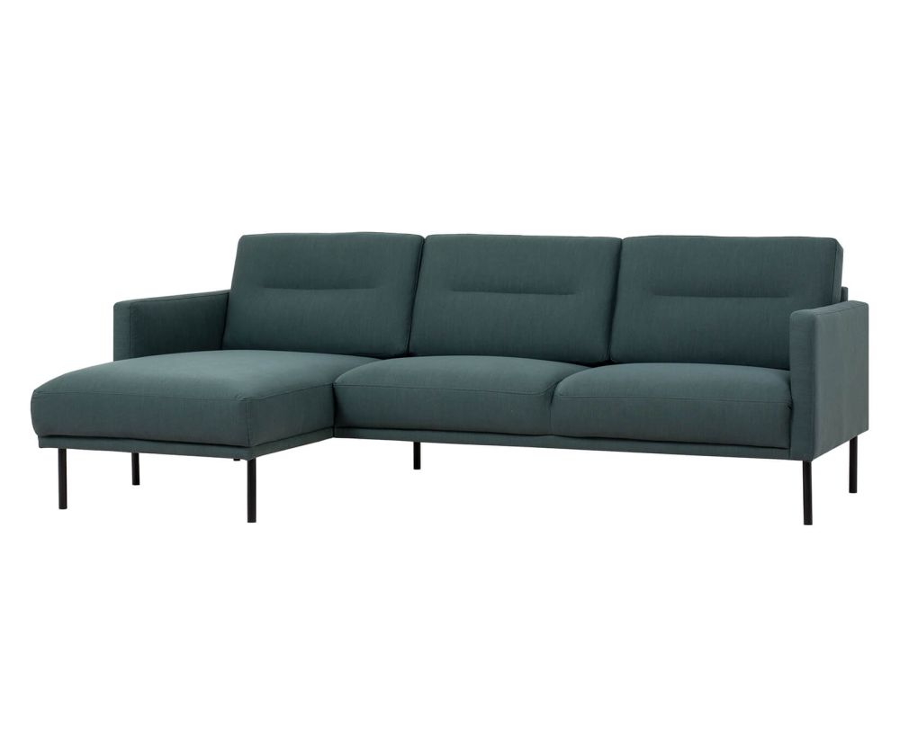FTG Larvik Dark Green Chaiselongue Sofa (LH) with Black Legs