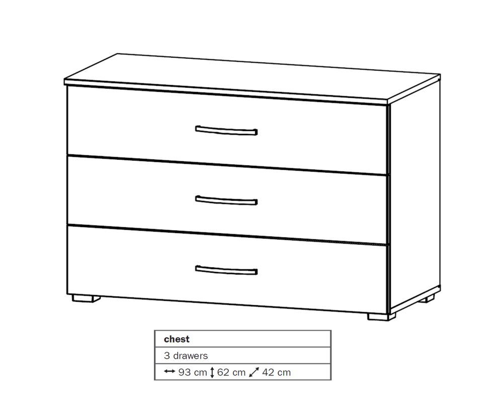 Rauch Aditio 3 Drawer Chest with Alpine White Front