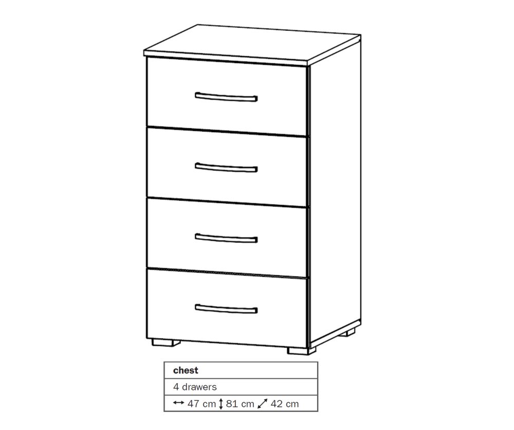 Rauch Aditio 4 Drawer Chest with Glass White Front