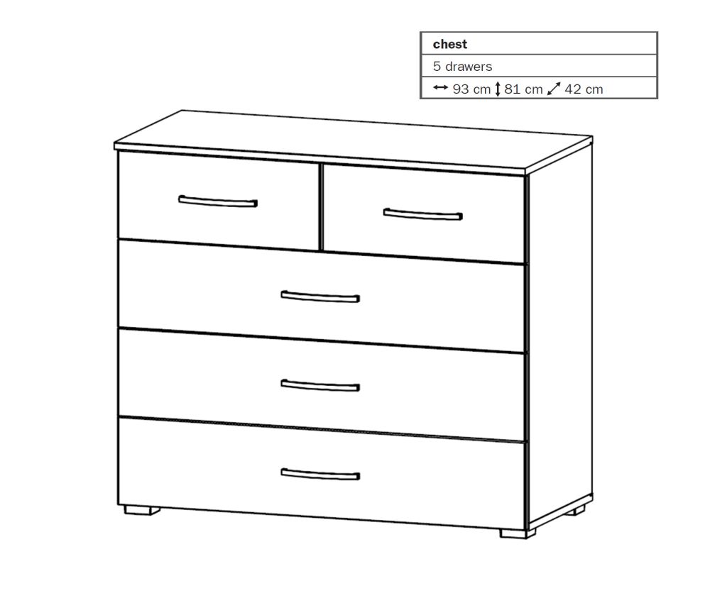 Rauch Aditio 5 Drawer Chest with Alpine White Front