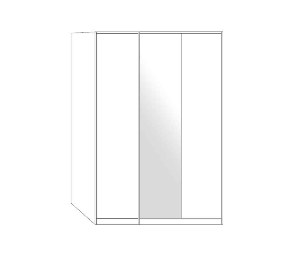 Wiemann All-In Pebble Grey 3 Door Wardrobe with 1 White Glass Door