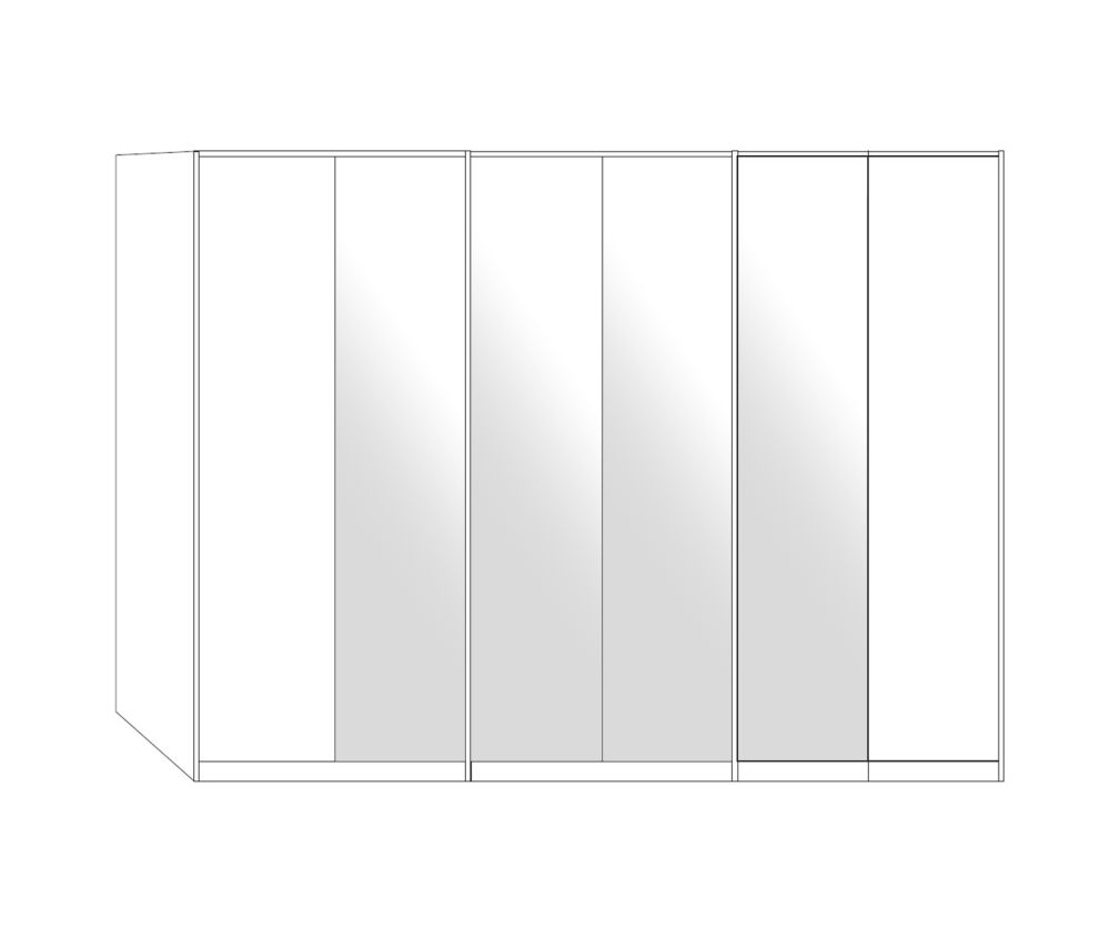 Wiemann All-In Pebble Grey 6 Door Wardrobe with 4 White Glass Door