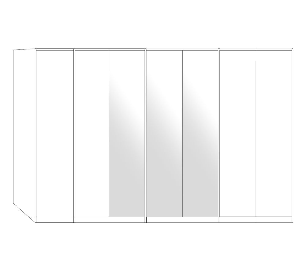 Wiemann All-In Pebble Grey 7 Door Wardrobe with 3 White Glass Door