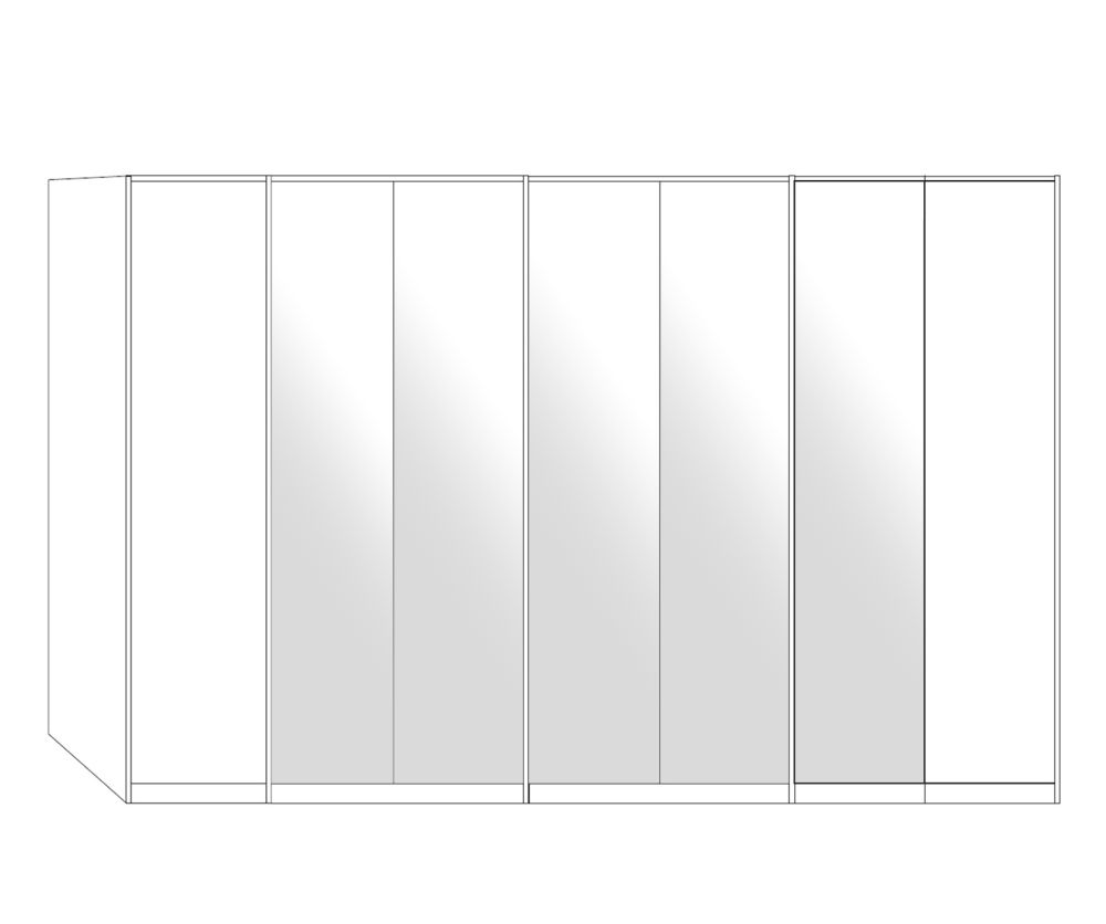 Wiemann All-In Pebble Grey 7 Door Wardrobe with 5 White Glass Door