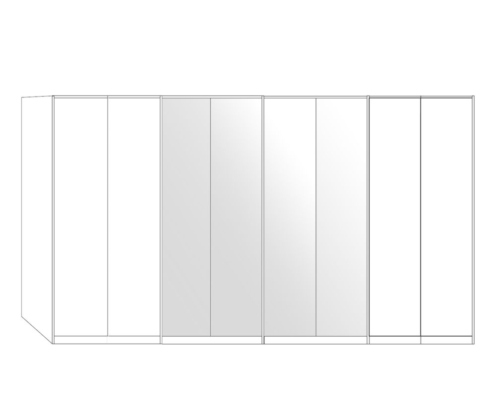 Wiemann All-In Pebble Grey 8 Door Wardrobe with 4 White Glass Door